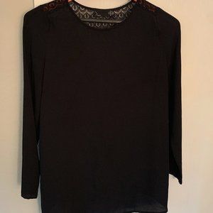 Maternity black long sleeve lace blouse